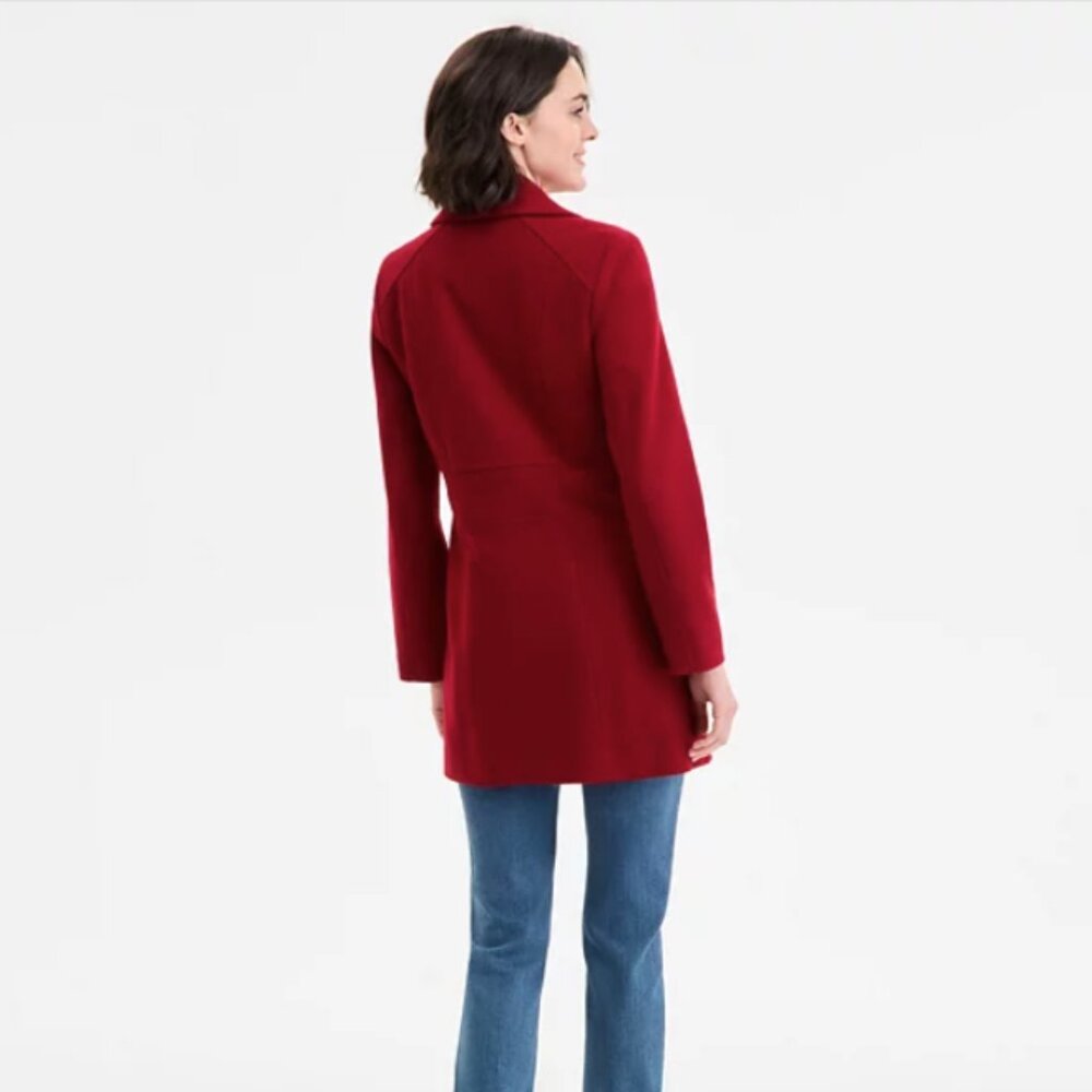 Anne Klein Women's Red Double-Breasted Peacoat - XS - Classic Old Money Academia